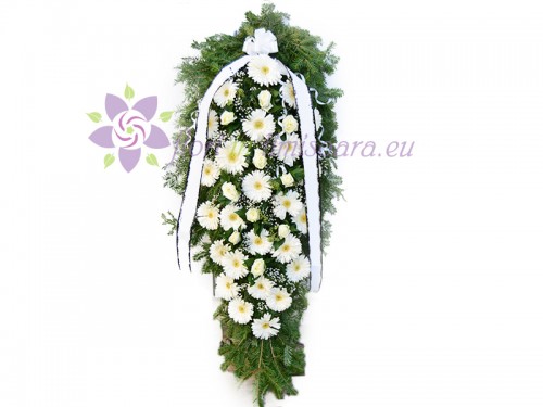 Coroana Funerara cu flori albe